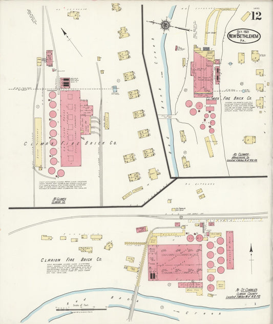 Sanborn Fire Insurance Map from New Bethlehem, Clarion County, Pennsylvania (1921), Sheet #0012 - Historic Sanborn Fire Insurance Map Print, vintage old map wall art, antique decor, genealogy gift, Pennsylvania Pennsylvania map