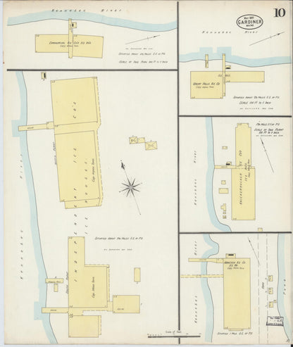Sanborn Fire Insurance Map from Gardiner, Kennebec County, Maine (1897), Sheet #0010 - Complete Map Set gallery image, historic Sanborn map, vintage wall art, Maine Maine