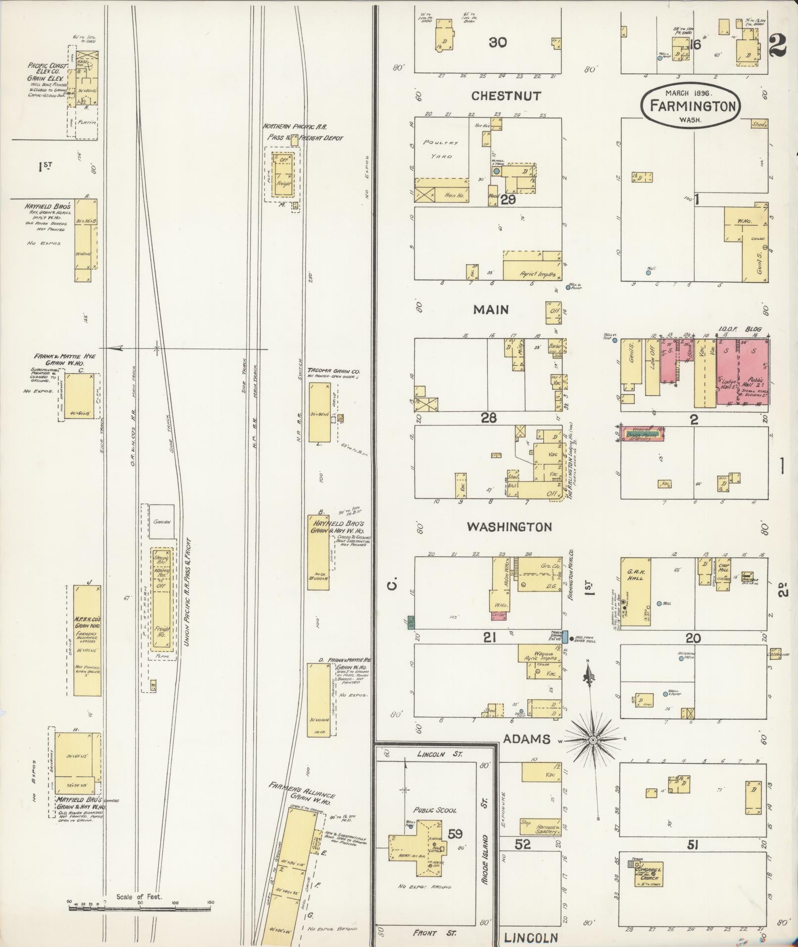 Sanborn Fire Insurance Map from Farmington, Whitman County, Washington (1896), Sheet #0002 - Complete Map Set gallery image, historic Sanborn map, vintage wall art, Washington Washington