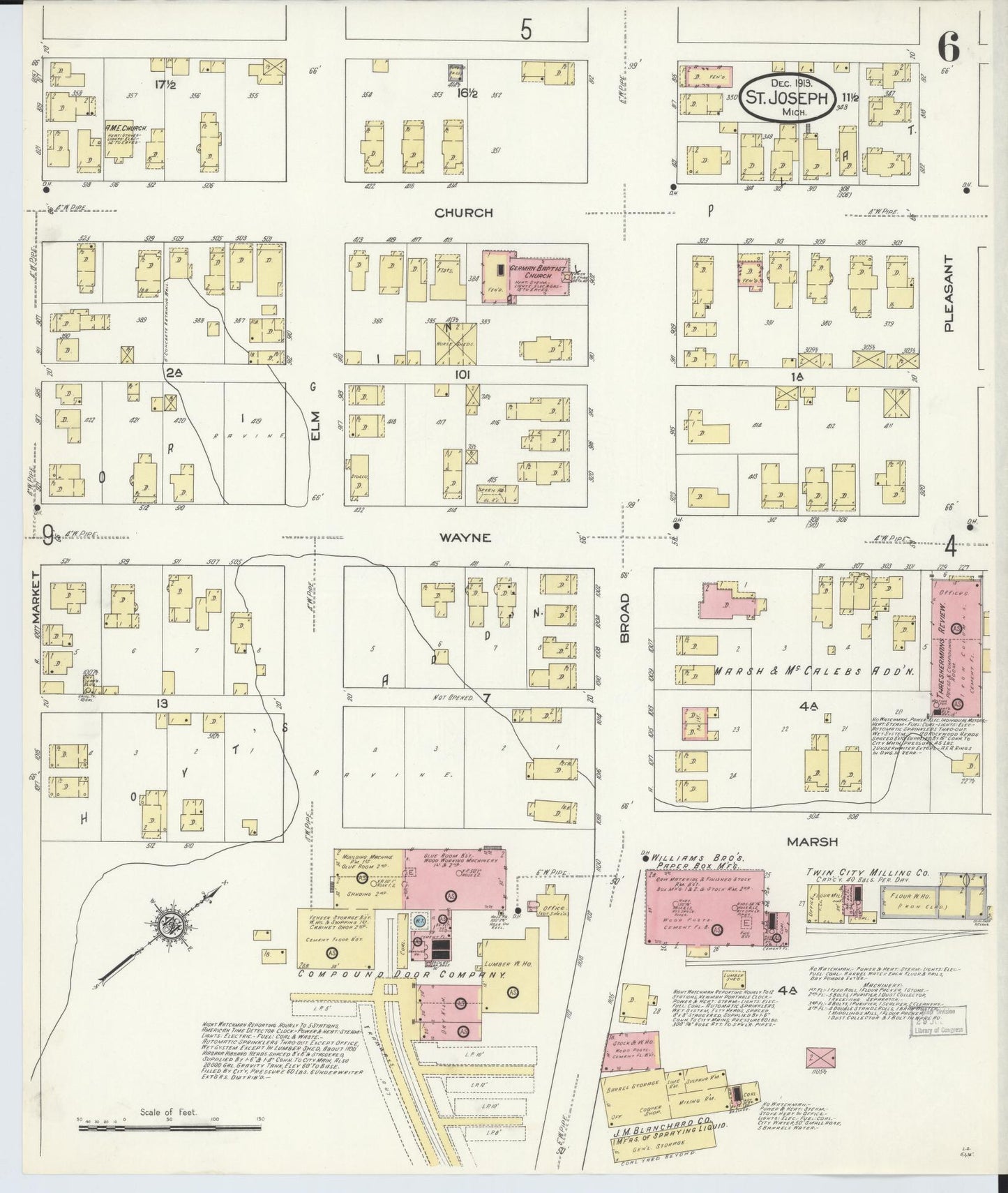 Sanborn Fire Insurance Map from Saint Joseph, Berrien County, Michigan (1913), Sheet #0006 - Complete Map Set gallery image, historic Sanborn map, vintage wall art, Michigan Michigan