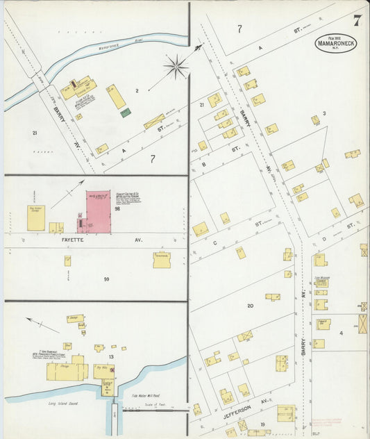 Sanborn Fire Insurance Map from Mamaroneck, Westchester County, New York (1902), Sheet #0007 - Historic Sanborn Fire Insurance Map Print, vintage old map wall art, antique decor, genealogy gift, New York New York map