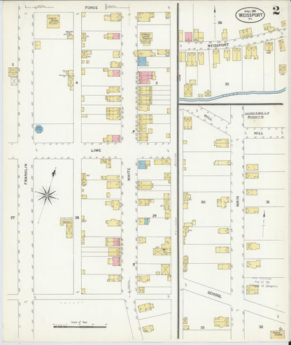 Sanborn Fire Insurance Map from Weissport, Carbon County, Pennsylvania (1908), Sheet #0002 - Historic Sanborn Fire Insurance Map Print, vintage old map wall art, antique decor, genealogy gift, Pennsylvania Pennsylvania map