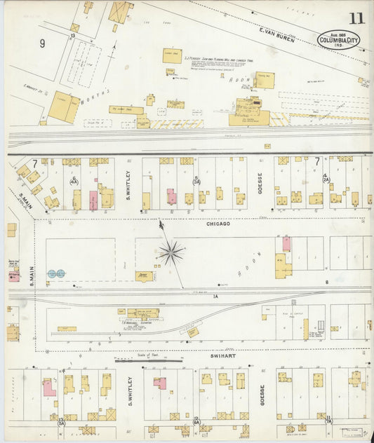 Sanborn Fire Insurance Map from Columbia City, Whitley County, Indiana (1905), Sheet #0011 - Historic Sanborn Fire Insurance Map Print, vintage old map wall art, antique decor, genealogy gift, Indiana Indiana map