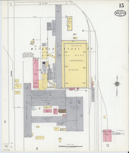 Sanborn Fire Insurance Map from Weirton, Hancock County, West Virginia (1919), Sheet #0015 - Complete Map Set gallery image, historic Sanborn map, vintage wall art, West Virginia West Virginia