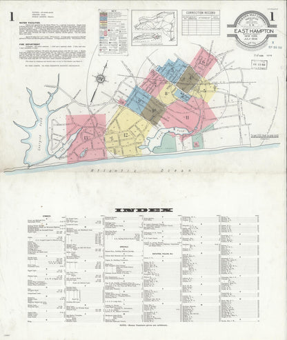 Sanborn Fire Insurance Map from Easthampton, Suffolk County, New York (1936), Sheet #0001 - Complete Map Set gallery image, historic Sanborn map, vintage wall art, New York New York