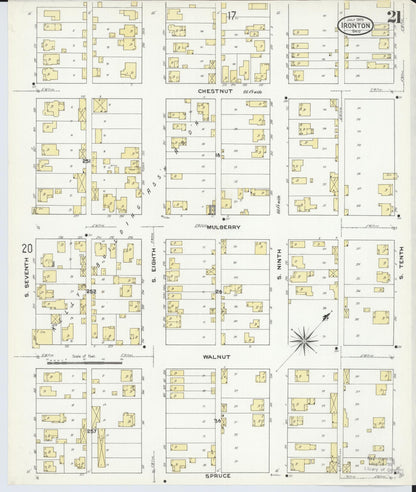Sanborn Fire Insurance Map from Ironton, Lawrence County, Ohio (1909), Sheet #0021 - Historic Sanborn Fire Insurance Map Print, vintage old map wall art, antique decor, genealogy gift, Ohio Ohio map