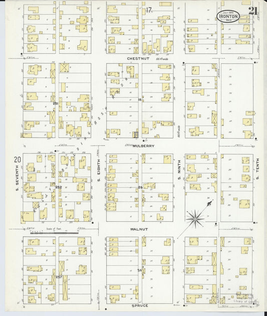 Sanborn Fire Insurance Map from Ironton, Lawrence County, Ohio (1909), Sheet #0021 - Historic Sanborn Fire Insurance Map Print, vintage old map wall art, antique decor, genealogy gift, Ohio Ohio map