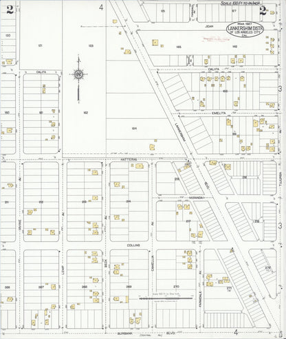 Sanborn Fire Insurance Map from Lankershim, Los Angeles County, California (1927), Sheet #0002 - Complete Map Set gallery image, historic Sanborn map, vintage wall art, California California