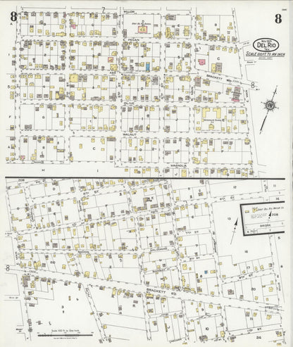 Sanborn Fire Insurance Map from Del Rio, Val Verde County, Texas (1924), Sheet #0008 - Complete Map Set gallery image, historic Sanborn map, vintage wall art, Texas Texas