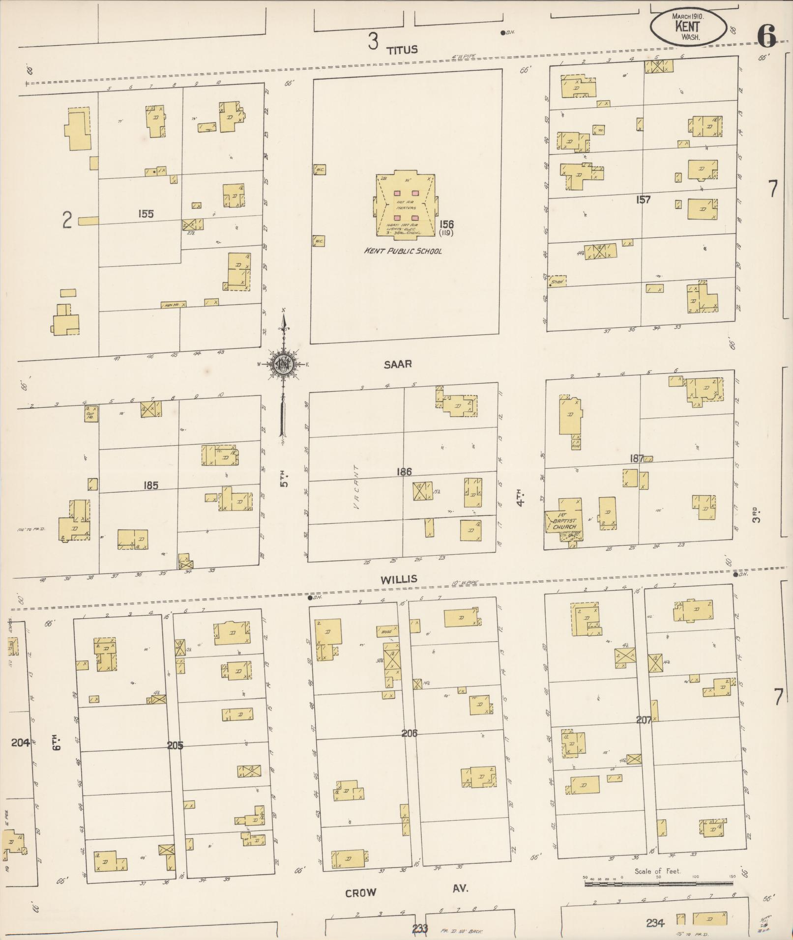 Sanborn Fire Insurance Map from Kent, King County, Washington (1910), Sheet #0006 - Complete Map Set gallery image, historic Sanborn map, vintage wall art, Washington Washington