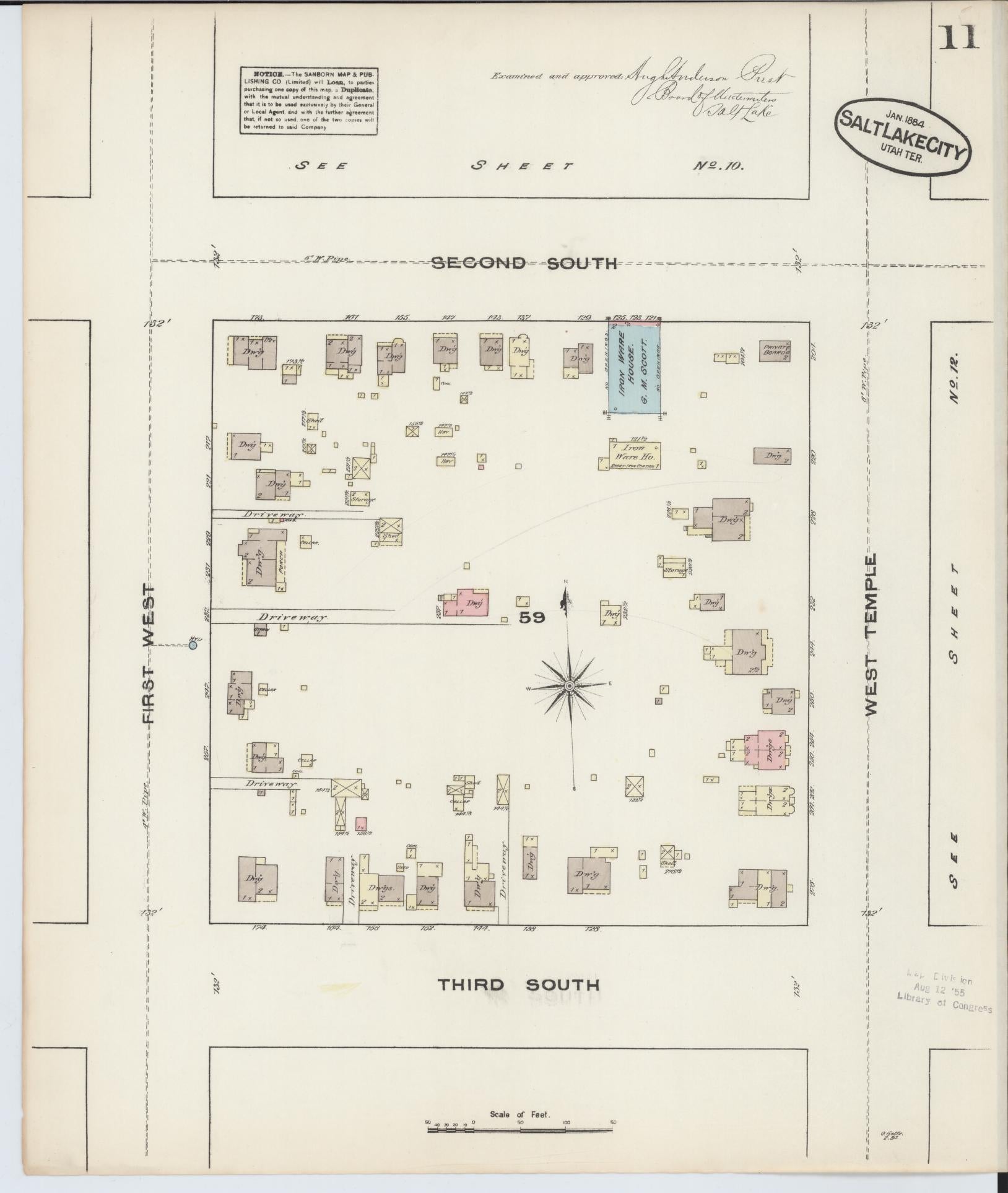 Sanborn Fire Insurance Map from Salt Lake City, Salt Lake County, Utah (1884), Sheet #0011 - Complete Map Set gallery image, historic Sanborn map, vintage wall art, Utah Utah