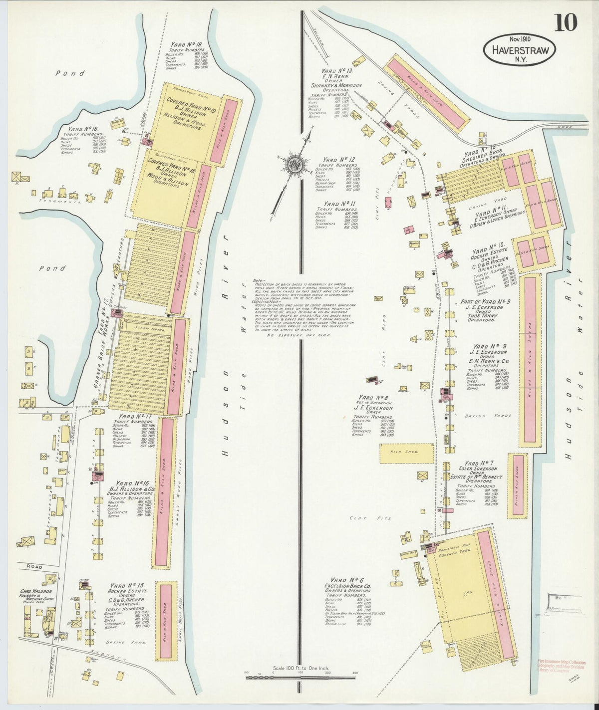 Sanborn Fire Insurance Map from Haverstraw, Rockland County, New York (1910), Sheet #0010 - Complete Map Set gallery image, historic Sanborn map, vintage wall art, New York New York