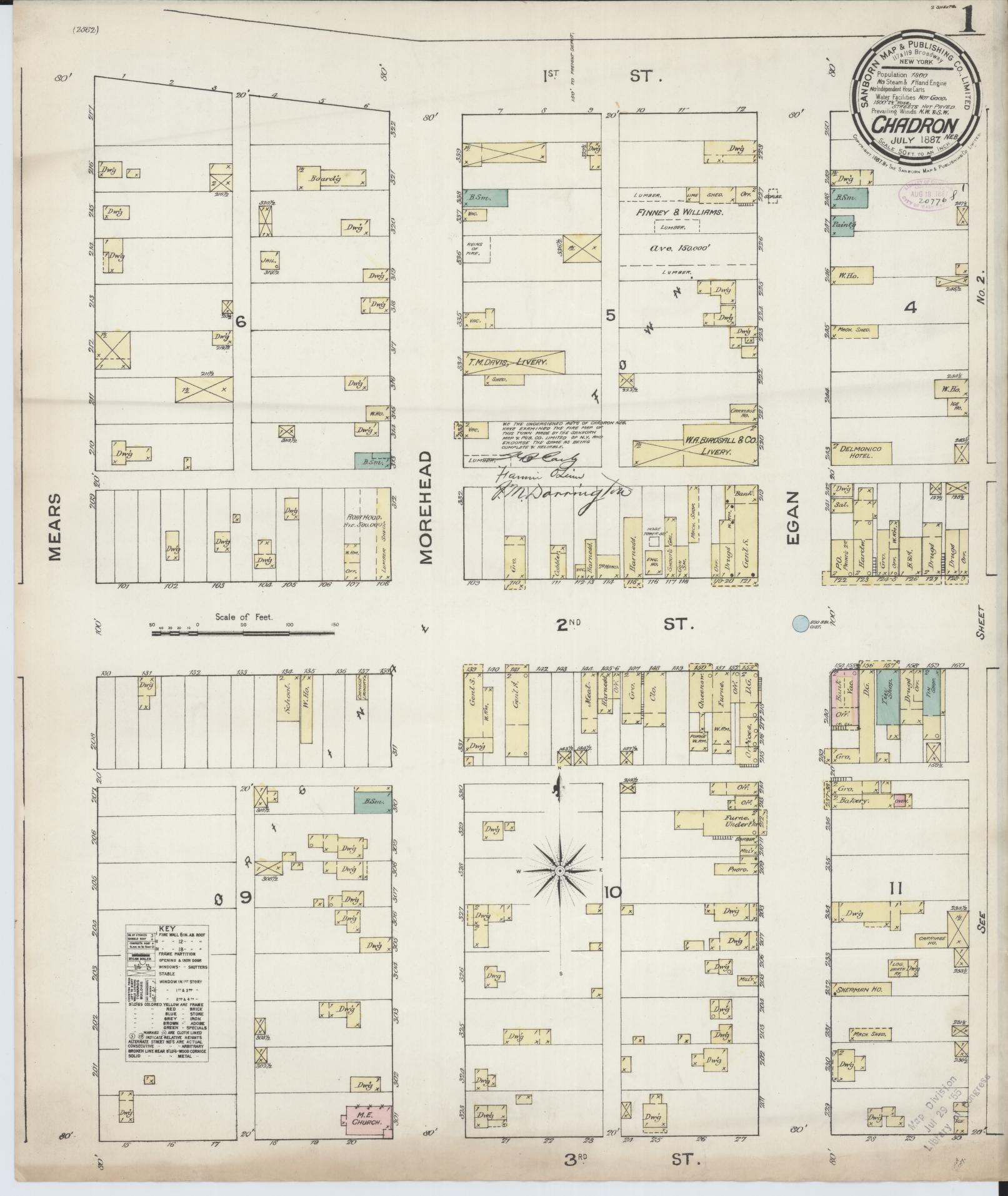 Sanborn Fire Insurance Map from Chadron, Dawes County, Nebraska. (1887) – Historic Sanborn Fire Insurance Map Print