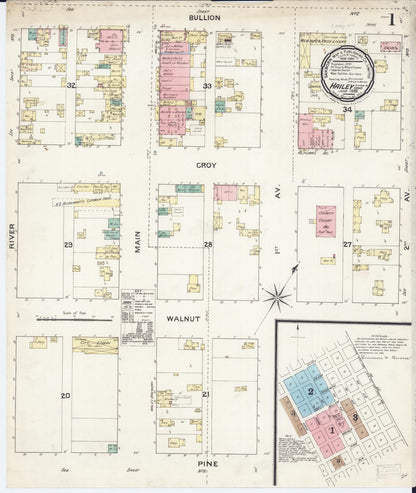 Sanborn Fire Insurance Map from Hailey, Blaine County, Idaho (1888), Sheet #0001 - Complete Map Set gallery image, historic Sanborn map, vintage wall art, Idaho Idaho