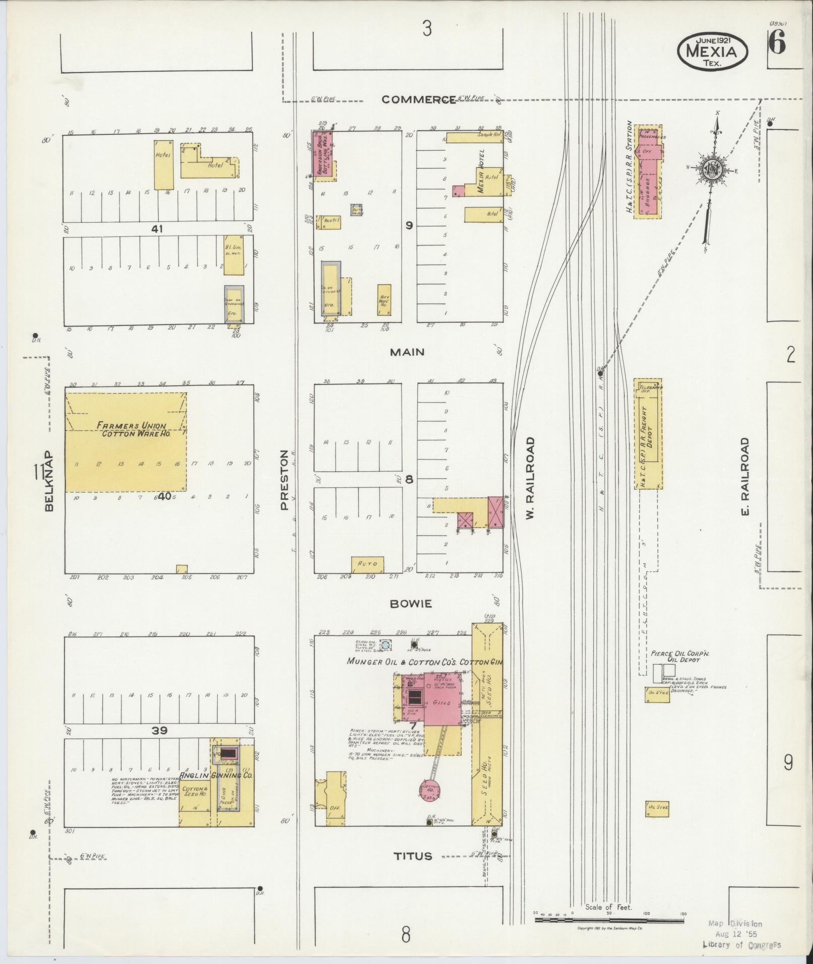 Sanborn Fire Insurance Map from Mexia, Limestone County, Texas (1921), Sheet #0006 - Complete Map Set gallery image, historic Sanborn map, vintage wall art, Texas Texas