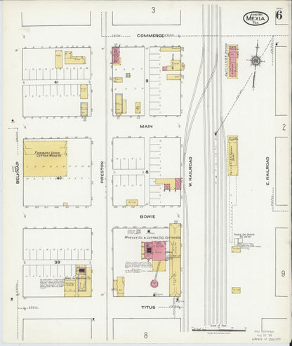 Sanborn Fire Insurance Map from Mexia, Limestone County, Texas (1921), Sheet #0006 - Complete Map Set gallery image, historic Sanborn map, vintage wall art, Texas Texas