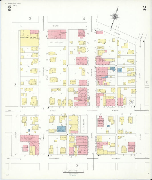 Sanborn Fire Insurance Map from Mount Sterling, Madison County, Ohio (1940), Sheet #0002 - Historic Sanborn Fire Insurance Map Print, vintage old map wall art, antique decor, genealogy gift, Ohio Ohio map