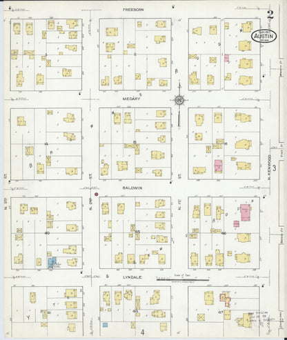 Sanborn Fire Insurance Map from Austin, Mower County, Minnesota (1917), Sheet #0002 - Complete Map Set gallery image, historic Sanborn map, vintage wall art, Minnesota Minnesota