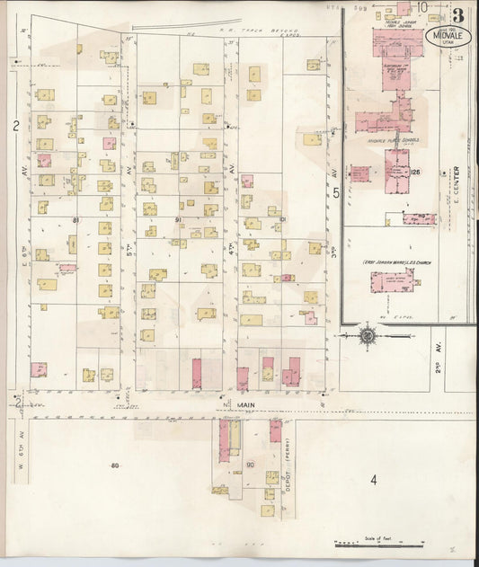 Sanborn Fire Insurance Map from Midvale, Salt Lake County, Utah (1942), Sheet #0003 - Historic Sanborn Fire Insurance Map Print, vintage old map wall art, antique decor, genealogy gift, Utah Utah map