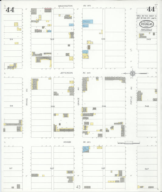 Sanborn Fire Insurance Map from Douglas, Cochise County, Arizona (1929), Sheet #0044 - Historic Sanborn Fire Insurance Map Print, vintage old map wall art, antique decor, genealogy gift, Arizona Arizona map