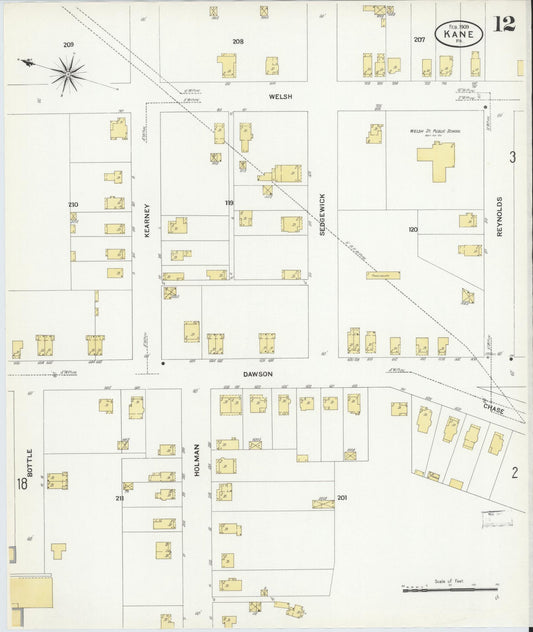 Sanborn Fire Insurance Map from Kane, McKean County, Pennsylvania (1909), Sheet #0012 - Historic Sanborn Fire Insurance Map Print, vintage old map wall art, antique decor, genealogy gift, Pennsylvania Pennsylvania map