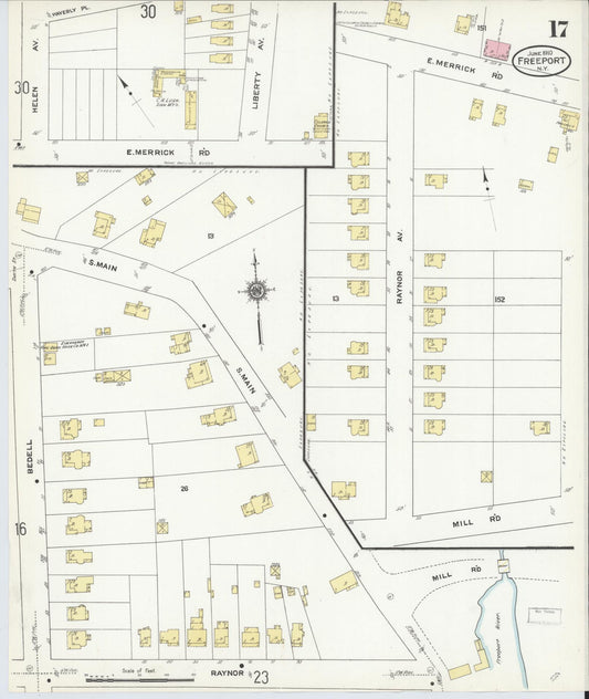 Sanborn Fire Insurance Map from Freeport, Nassau County, New York (1910), Sheet #0017 - Historic Sanborn Fire Insurance Map Print, vintage old map wall art, antique decor, genealogy gift, New York New York map
