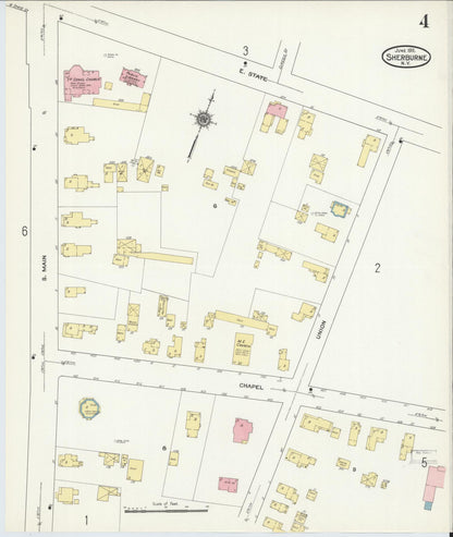 Sanborn Fire Insurance Map from Sherburne, Chenango County, New York (1911), Sheet #0004 - Historic Sanborn Fire Insurance Map Print, vintage old map wall art, antique decor, genealogy gift, New York New York map
