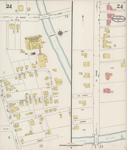 Sanborn Fire Insurance Map from Hopkinsville, Christian County, Kentucky (1923), Sheet #0024 - Complete Map Set gallery image, historic Sanborn map, vintage wall art, Kentucky Kentucky