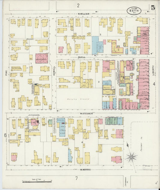 Sanborn Fire Insurance Map from Bath, Steuben County, New York (1898), Sheet #0005 - Historic Sanborn Fire Insurance Map Print, vintage old map wall art, antique decor, genealogy gift, New York New York map