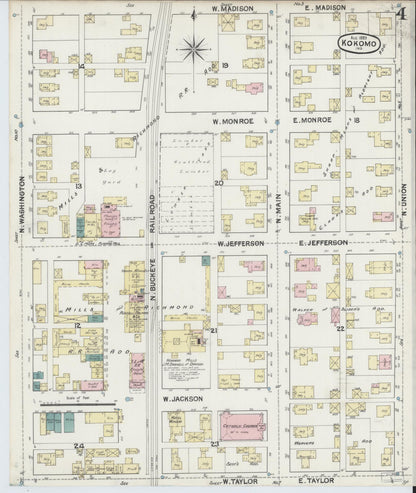 Sanborn Fire Insurance Map from Kokomo, Howard County, Indiana (1889), Sheet #0004 - Complete Map Set gallery image, historic Sanborn map, vintage wall art, Indiana Indiana