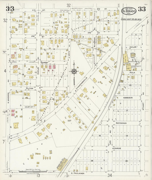 Sanborn Fire Insurance Map from El Dorado, Union County, Arkansas (1924), Sheet #0033 - Historic Sanborn Fire Insurance Map Print, vintage old map wall art, antique decor, genealogy gift, Arkansas Arkansas map