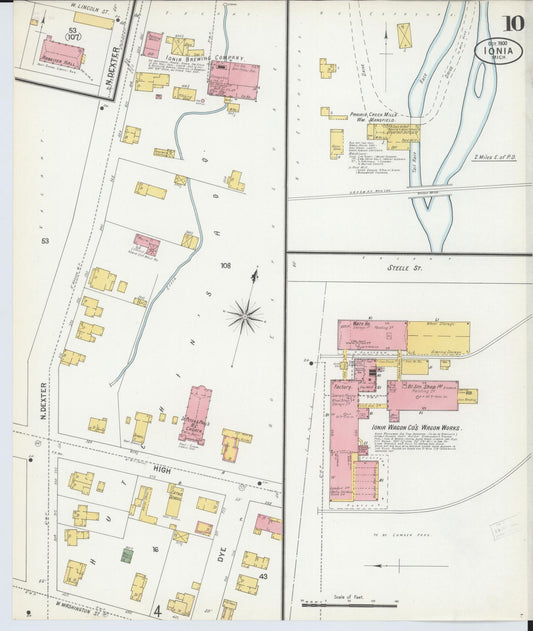 Sanborn Fire Insurance Map from Ionia, Ionia County, Michigan (1900), Sheet #0010 - Historic Sanborn Fire Insurance Map Print, vintage old map wall art, antique decor, genealogy gift, Michigan Michigan map