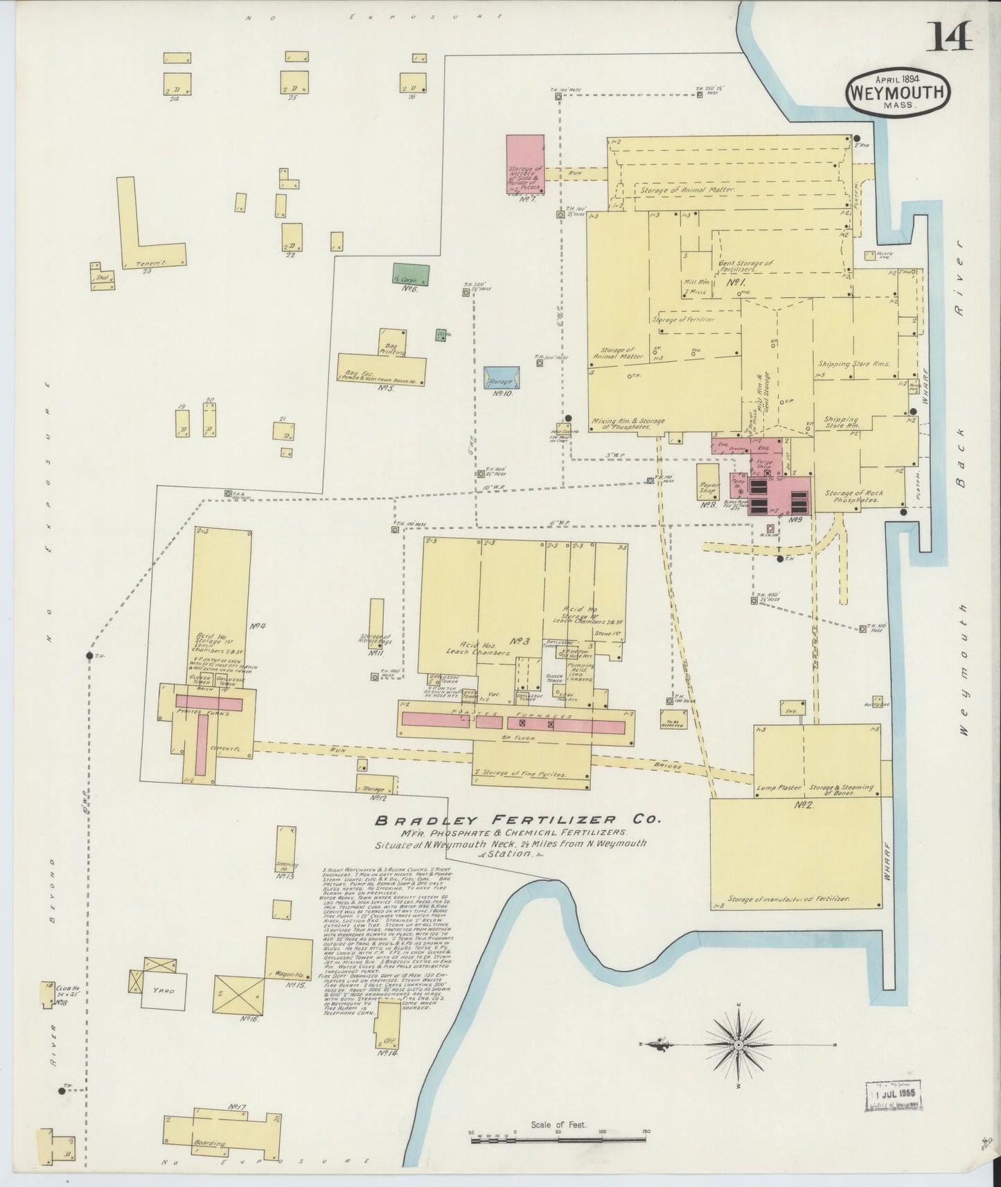 Sanborn Fire Insurance Map from Weymouth, Norfolk County, Massachusetts (1894), Sheet #0014 - Complete Map Set gallery image, historic Sanborn map, vintage wall art, Massachusetts Massachusetts