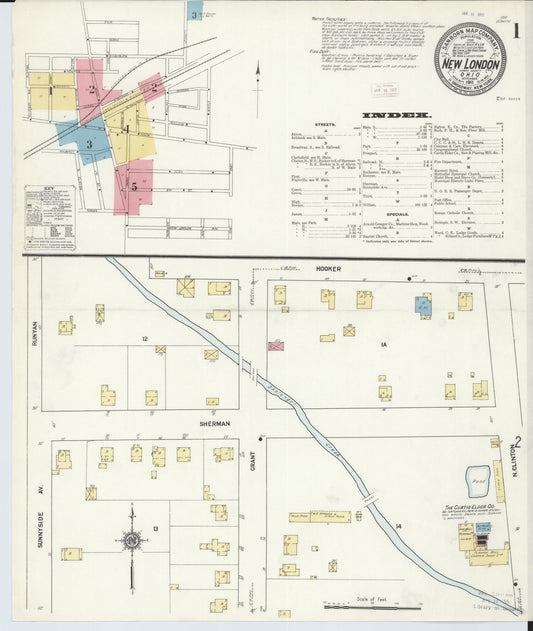 Sanborn Fire Insurance Map from New London, Huron County, Ohio (1911), Sheet #0001 - Historic Sanborn Fire Insurance Map Print, vintage old map wall art, antique decor, genealogy gift, Ohio Ohio map