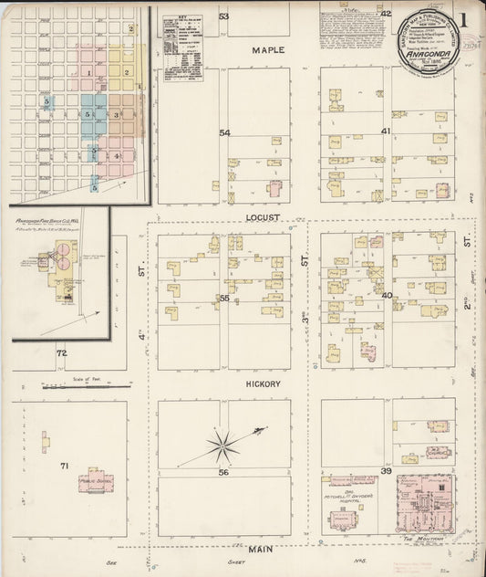 Sanborn Fire Insurance Map from Anaconda, Deer Lodge County, Montana (1888), Sheet #0001 - Historic Sanborn Fire Insurance Map Print, vintage old map wall art, antique decor, genealogy gift, Montana Montana map