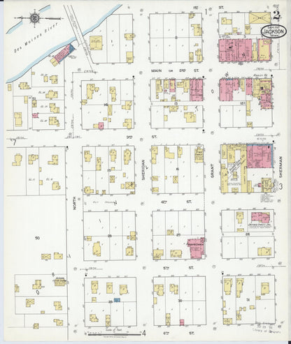 Sanborn Fire Insurance Map from Jackson, Jackson County, Minnesota (1917), Sheet #0002 - Historic Sanborn Fire Insurance Map Print, vintage old map wall art, antique decor, genealogy gift, Minnesota Minnesota map