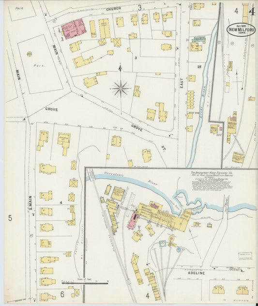 Sanborn Fire Insurance Map from New Milford, Litchfield County, Connecticut (1897), Sheet #0004 - Historic Sanborn Fire Insurance Map Print, vintage old map wall art, antique decor, genealogy gift, Connecticut Connecticut map