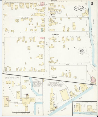 Sanborn Fire Insurance Map from Seaford, Sussex County, Delaware (1897), Sheet #0002 - Complete Map Set gallery image, historic Sanborn map, vintage wall art, Delaware Delaware