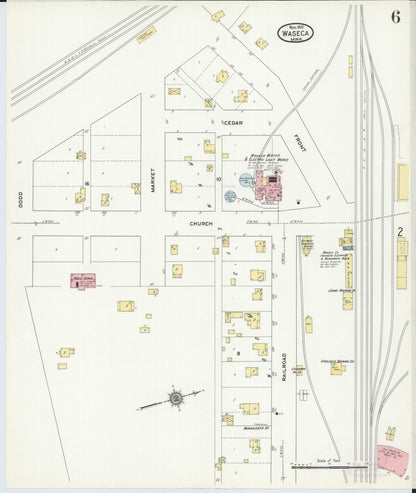 Sanborn Fire Insurance Map from Waseca, Waseca County, Minnesota (1910), Sheet #0006 - Historic Sanborn Fire Insurance Map Print, vintage old map wall art, antique decor, genealogy gift, Minnesota Minnesota map