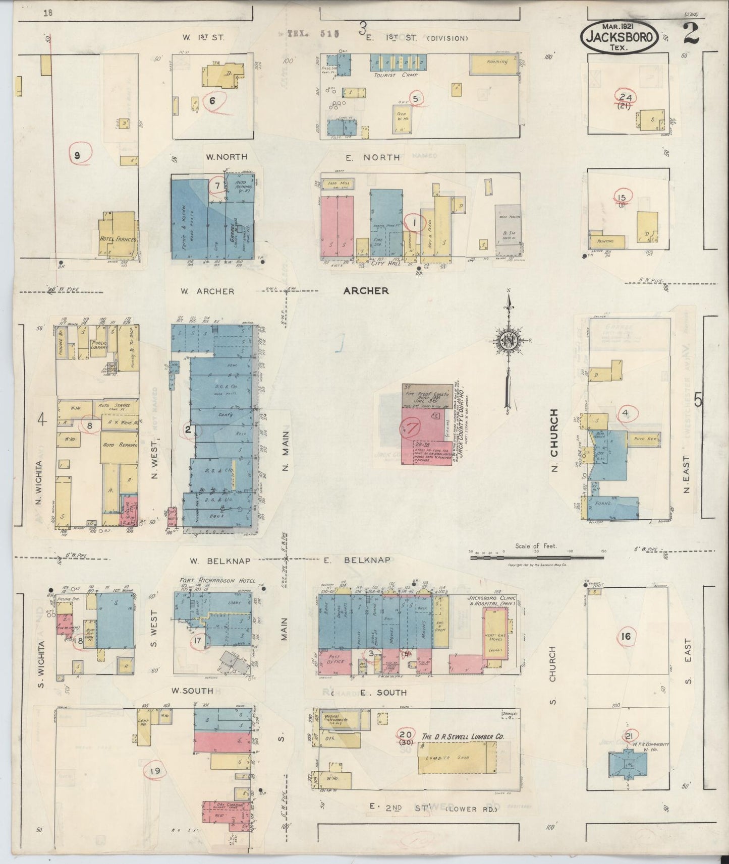 Sanborn Fire Insurance Map from Jacksboro, Jack County, Texas (1942), Sheet #0002 - Historic Sanborn Fire Insurance Map Print, vintage old map wall art, antique decor, genealogy gift, Texas Texas map