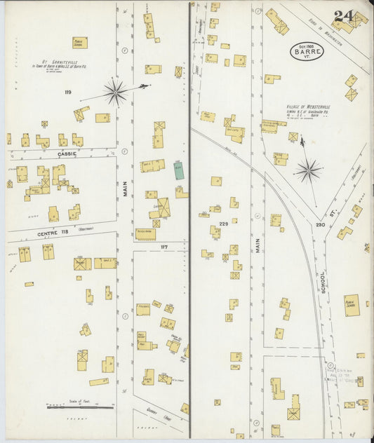 Sanborn Fire Insurance Map from Barre, Washington County, Vermont (1905), Sheet #0024 - Historic Sanborn Fire Insurance Map Print, vintage old map wall art, antique decor, genealogy gift, Vermont Vermont map