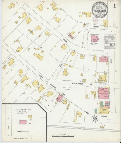 Sanborn Fire Insurance Map from Henderson, Chester County, Tennessee (1902), Sheet #0001 - Complete Map Set gallery image, historic Sanborn map, vintage wall art, Tennessee Tennessee