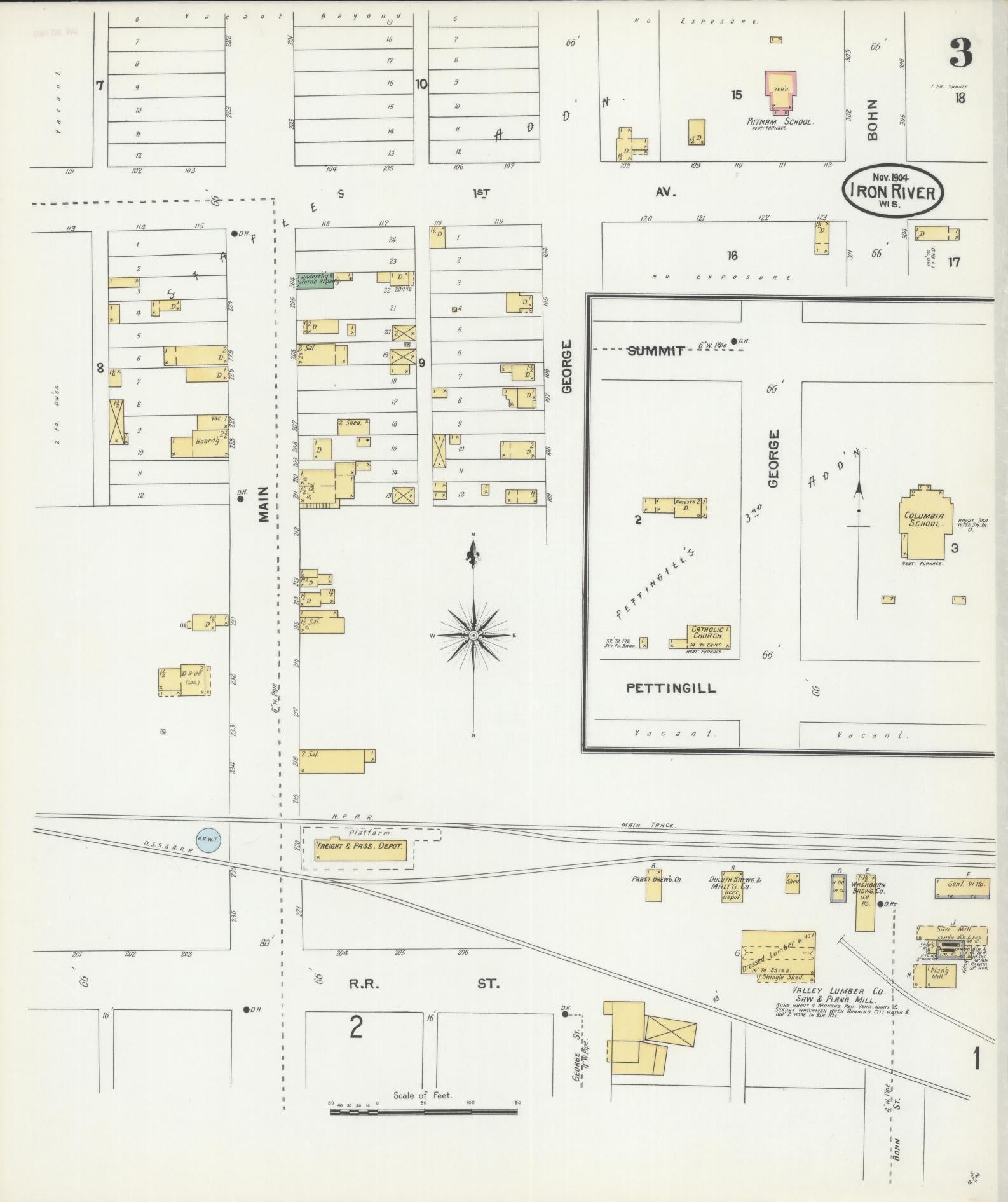 Sanborn Fire Insurance Map from Iron River, Bayfield County, Wisconsin (1904), Sheet #0003 - Historic Sanborn Fire Insurance Map Print, vintage old map wall art, antique decor, genealogy gift, Wisconsin Wisconsin map