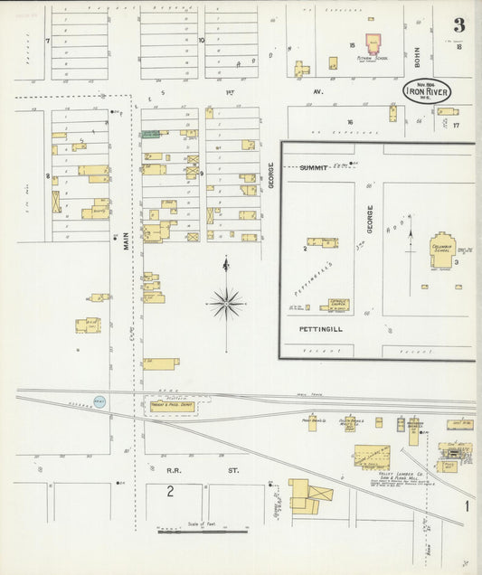Sanborn Fire Insurance Map from Iron River, Bayfield County, Wisconsin (1904), Sheet #0003 - Historic Sanborn Fire Insurance Map Print, vintage old map wall art, antique decor, genealogy gift, Wisconsin Wisconsin map