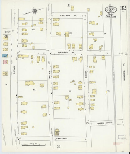 Sanborn Fire Insurance Map from Olean, Cattaraugus County, New York (1909), Sheet #0032 - Complete Map Set gallery image, historic Sanborn map, vintage wall art, New York New York