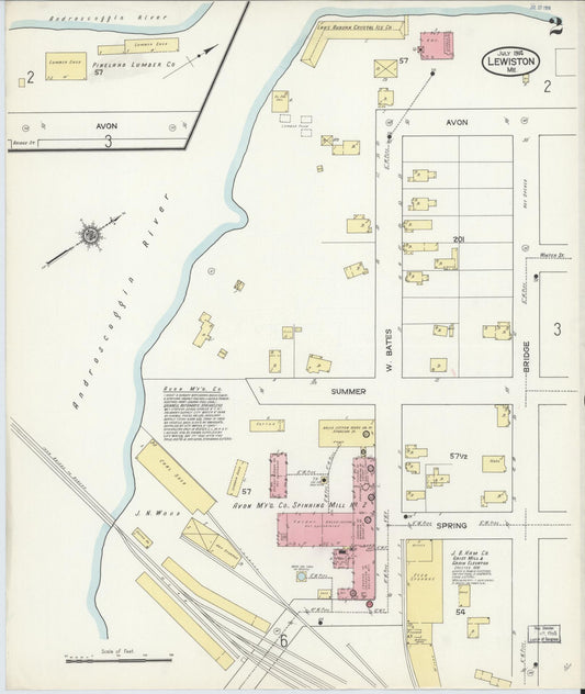 Sanborn Fire Insurance Map from Lewiston, Androscoggin County, Maine (1914), Sheet #0002 - Historic Sanborn Fire Insurance Map Print, vintage old map wall art, antique decor, genealogy gift, Maine Maine map