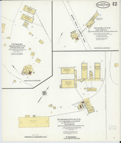 Sanborn Fire Insurance Map from Bardstown, Nelson County, Kentucky (1910), Sheet #0012 - Complete Map Set gallery image, historic Sanborn map, vintage wall art, Kentucky Kentucky