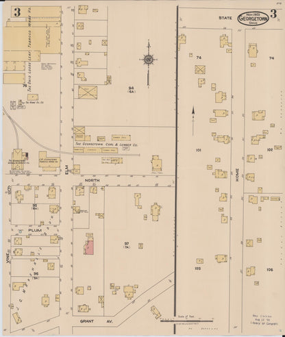 Sanborn Fire Insurance Map from Georgetown, Brown County, Ohio (1922), Sheet #0003 - Historic Sanborn Fire Insurance Map Print, vintage old map wall art, antique decor, genealogy gift, Ohio Ohio map