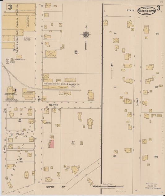 Sanborn Fire Insurance Map from Georgetown, Brown County, Ohio (1922), Sheet #0003 - Historic Sanborn Fire Insurance Map Print, vintage old map wall art, antique decor, genealogy gift, Ohio Ohio map