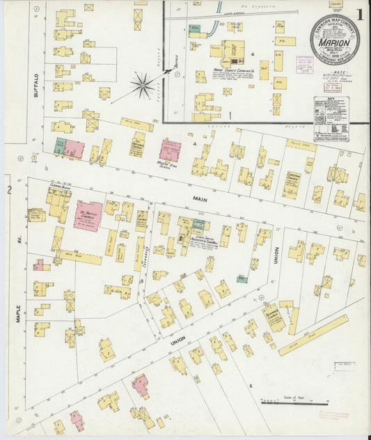 Sanborn Fire Insurance Map from Marion, Wayne County, New York (1906), Sheet #0001 - Complete Map Set gallery image, historic Sanborn map, vintage wall art, New York New York